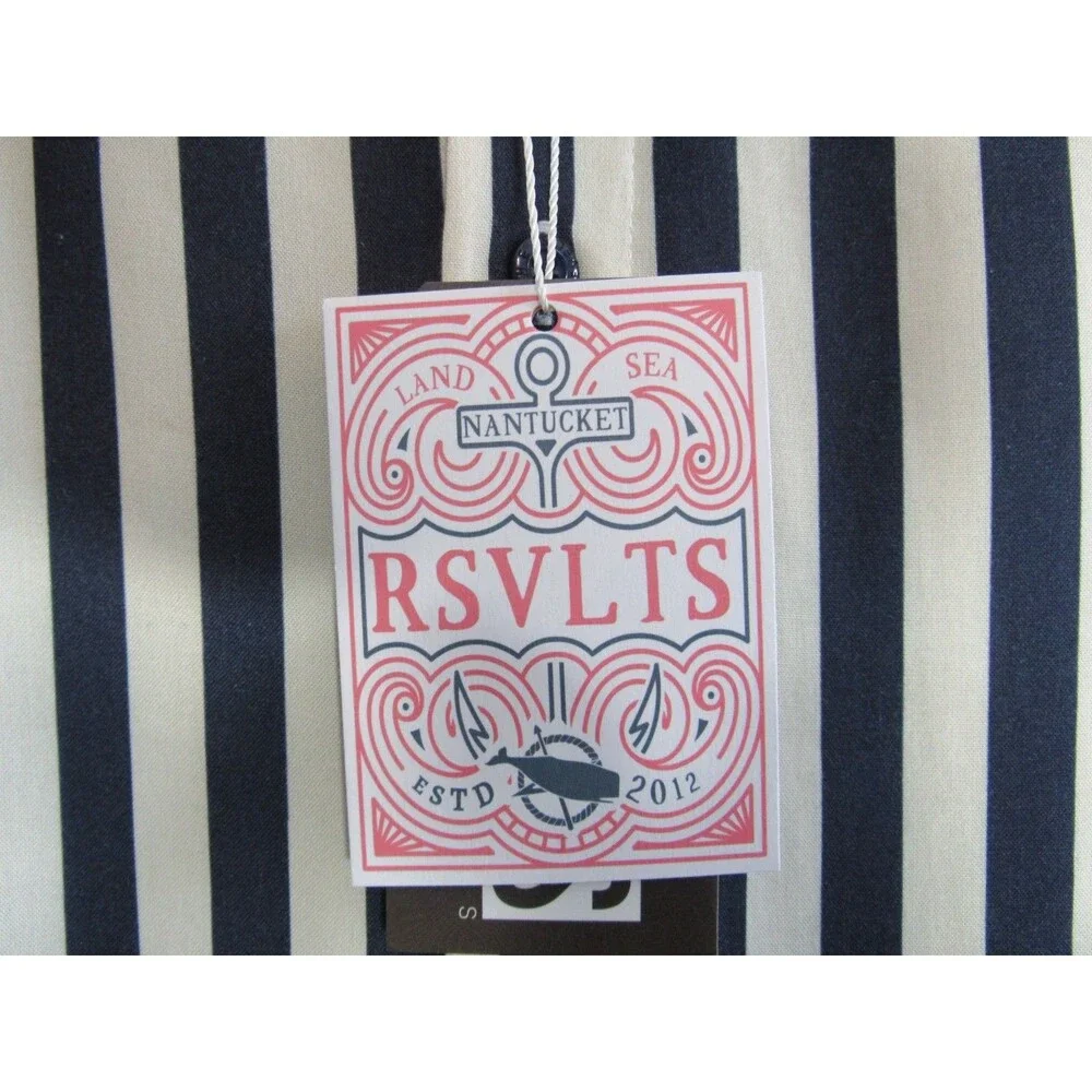 RSVLTS Blue & White Striped Nantucket Short Sleeve Button Down Shirt Small NWT